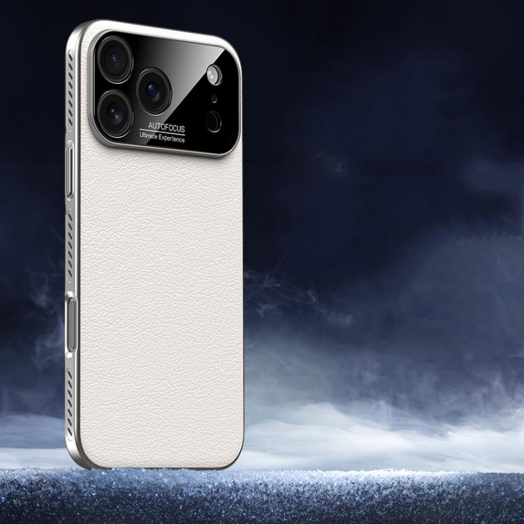 For iPhone 17 Pro Soft Armor Cooling Plain Leather Hybrid PC Phone Case(White)