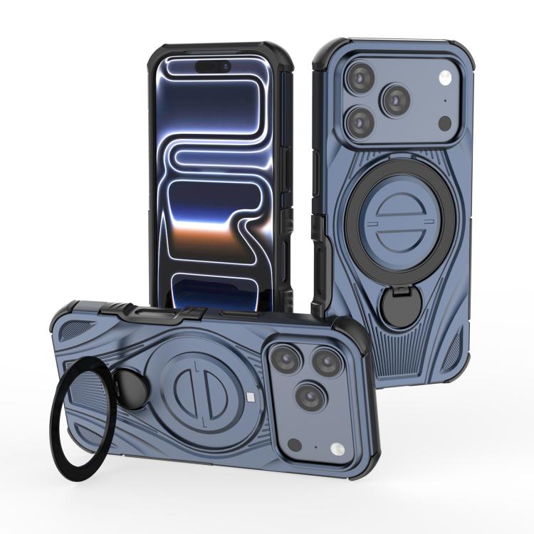 For iPhone 17 Pro Star Ring Metallic Pivot Bracket Magnetic Phone Case(Blue)