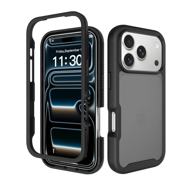 For iPhone 17 Pro Starry Sky Matte Two-Tone Shockproof TPU Hybrid PC Phone Case(Black)