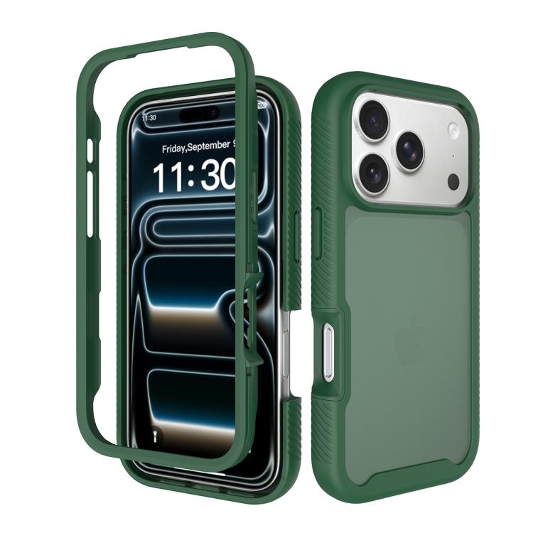 For iPhone 17 Pro Starry Sky Matte Two-Tone Shockproof TPU Hybrid PC Phone Case(Green)