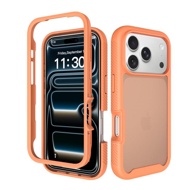 For iPhone 17 Pro Starry Sky Matte Two-Tone Shockproof TPU Hybrid PC Phone Case(Orange)