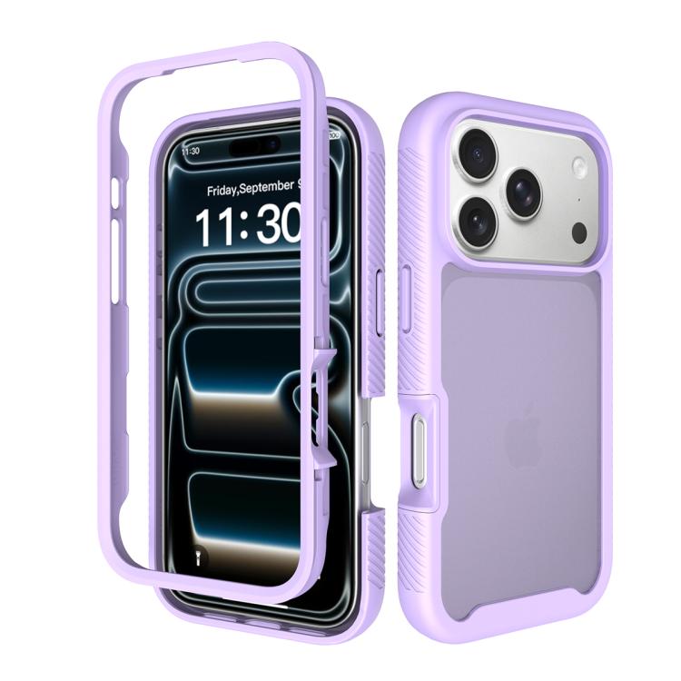 For iPhone 17 Pro Starry Sky Matte Two-Tone Shockproof TPU Hybrid PC Phone Case(Purple)