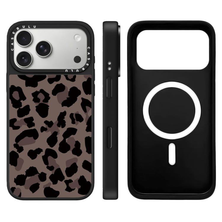For iPhone 17 Pro Stars Leopard Series Pattern Camera Control Button Mirror Magnetic Phone Case(Chocolate Leopard)