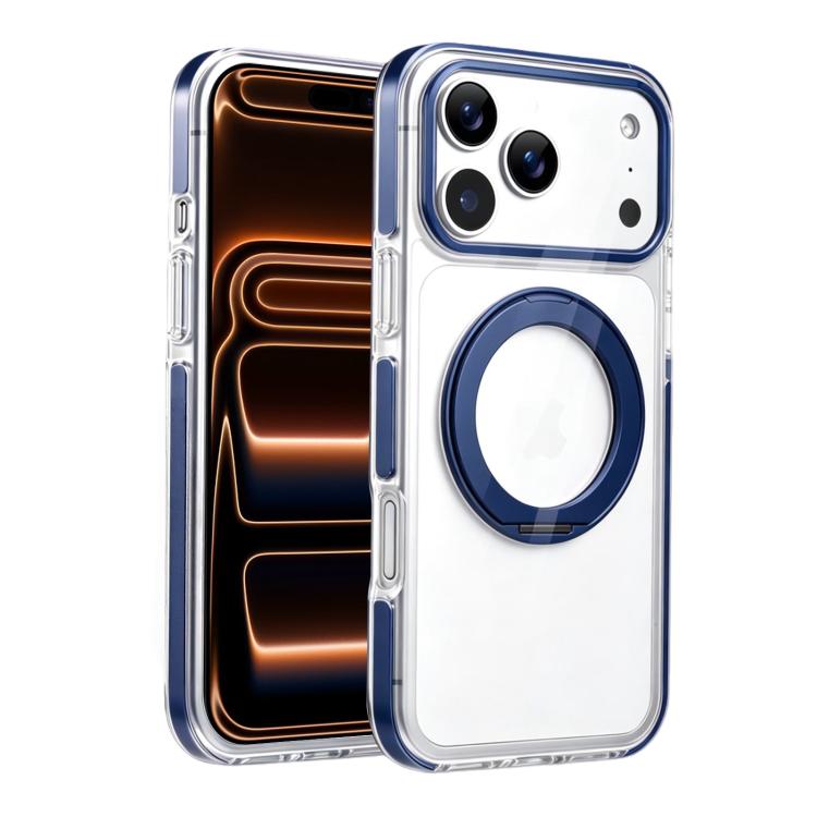 For iPhone 17 Pro Stress Relief Holder Magnetic Phone Case(Dark Blue)