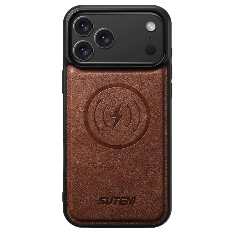 For iPhone 17 Pro Suteni G5 Cowhide Leather MagSafe Magnetic Phone Case(Brown)