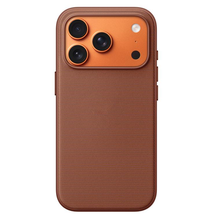 For iPhone 17 Pro Tech Fabric Texture PC Magnetic Phone Case with AI Camera Button(Ochre Brown)