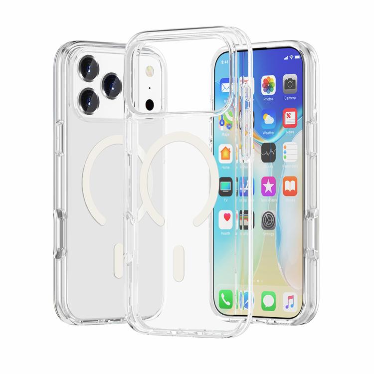 For iPhone 17 Pro Terminator Style Glitter Powder MagSafe Magnetic Phone Case(Transparent)