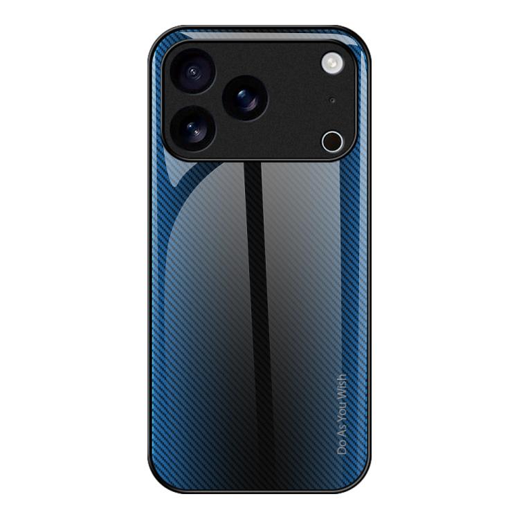 For iPhone 17 Pro Texture Gradient Glass TPU Phone Case(Blue)