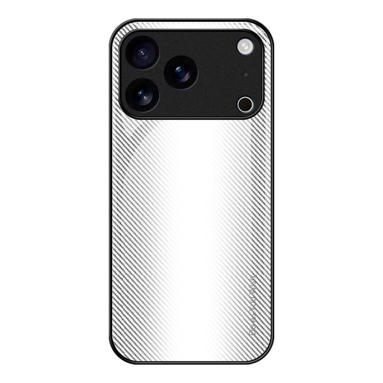 For iPhone 17 Pro Texture Gradient Glass TPU Phone Case(White)
