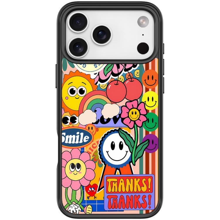 For iPhone 17 Pro Thanks Sunflower Pattern Magnetic Phone Case(Black)