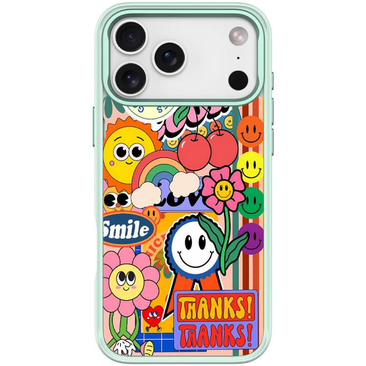 For iPhone 17 Pro Thanks Sunflower Pattern Magnetic Phone Case(Light Green)