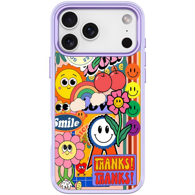 For iPhone 17 Pro Thanks Sunflower Pattern Magnetic Phone Case(Light Purple)