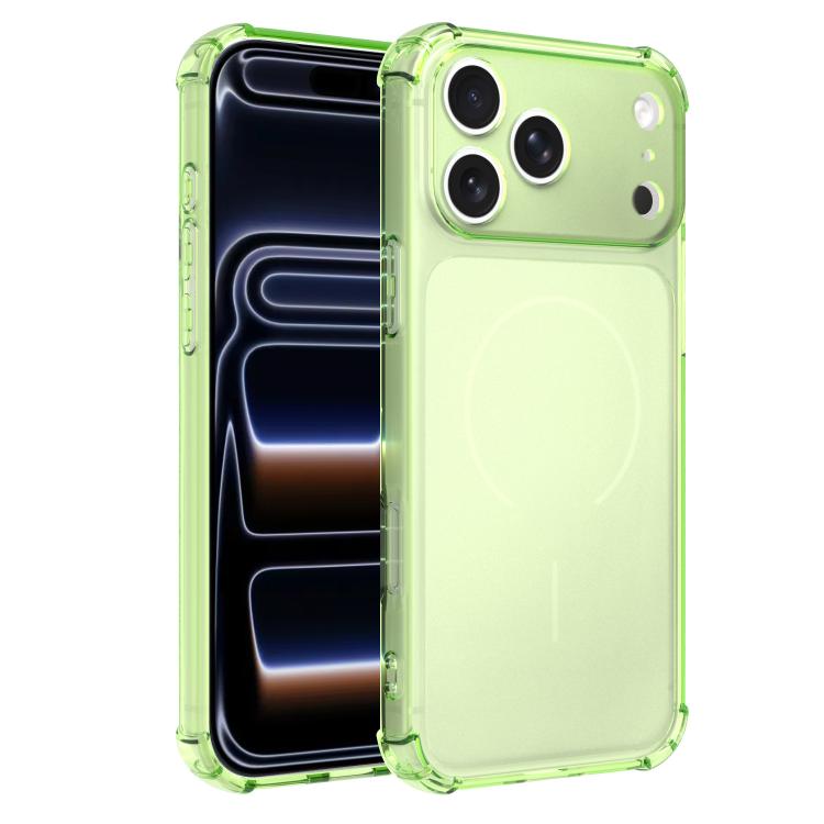For iPhone 17 Pro Transforms Into 17 Large Window Frosted Airbag Shockproof TPU Phone Case(Green)