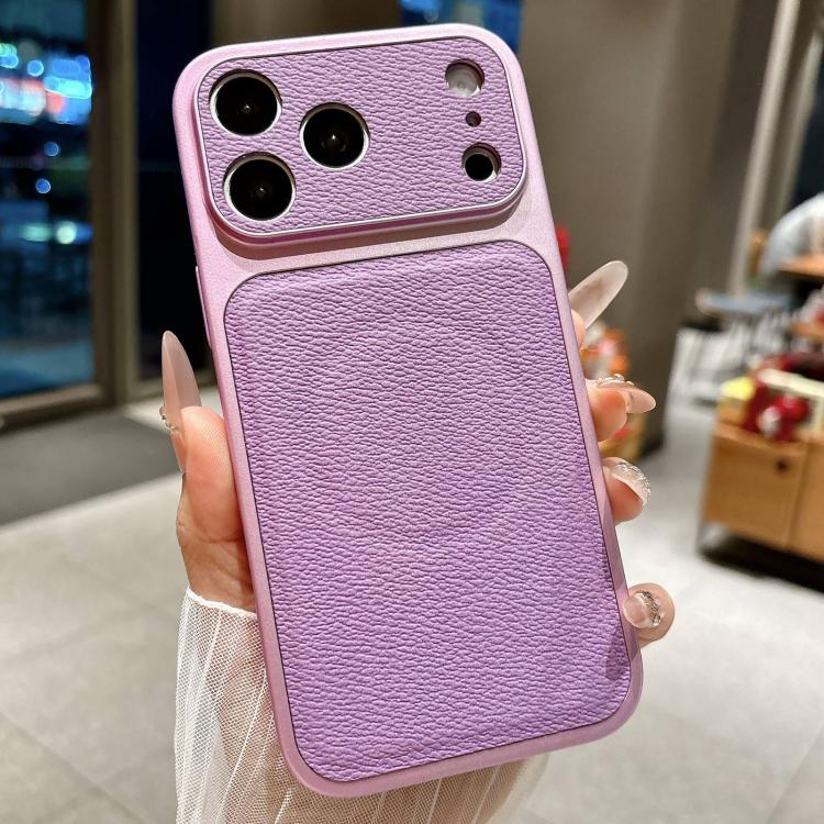 For iPhone 17 Pro Transforms Into 17 Large Window Litchi Texture Magnetic Phone Case(Purple)