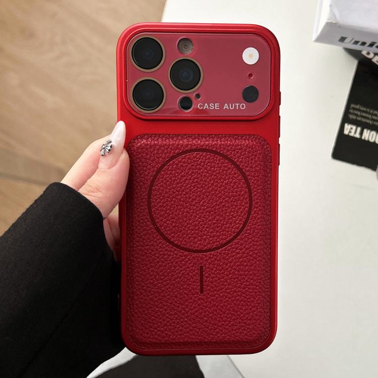 For iPhone 17 Pro Transforms Into 17 Lychee Leather Textured Magnetic TPU Phone Case(Wine Red)