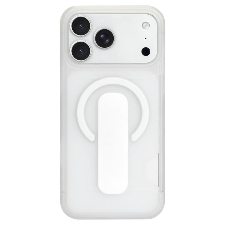 For iPhone 17 Pro Translucent Holder Card Slot Magnetic Phone Case(White)