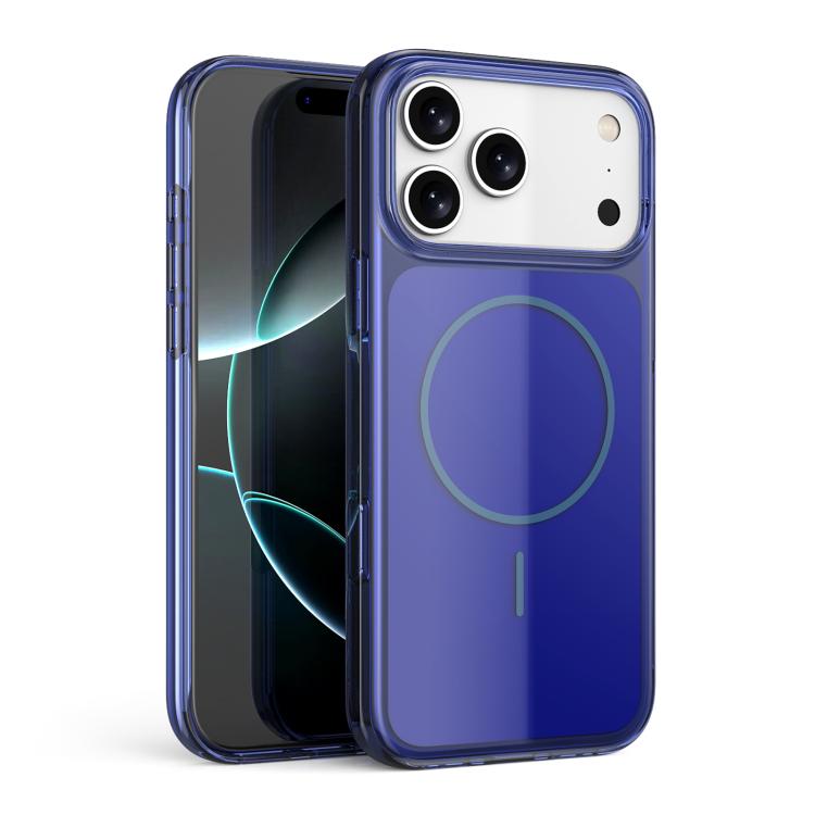 For iPhone 17 Pro Translucent PC Magnetic Shockproof Phone Case(Blue)