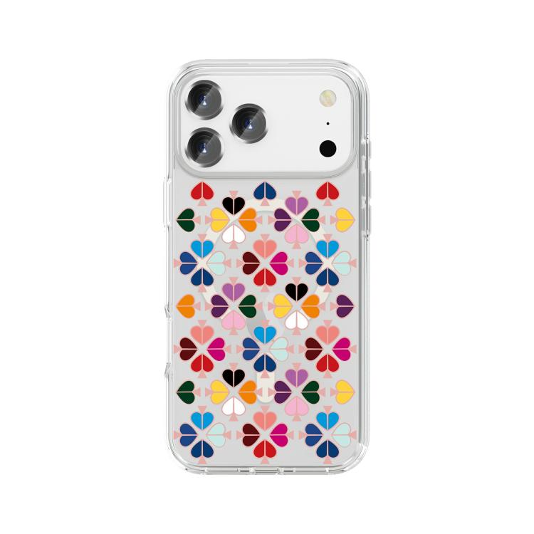 For iPhone 17 Pro Transparent Crystal Red Heart Pattern Magnetic Phone Case(Transparent)