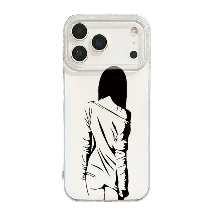 For iPhone 17 Pro Transparent Frame IMD Cream Phone Case(Line Back View)