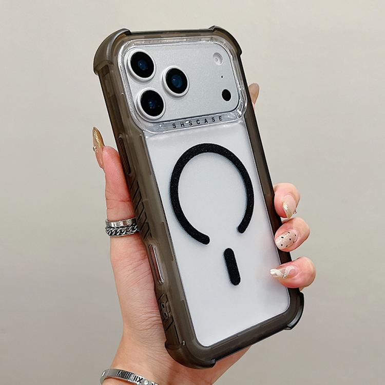 For iPhone 17 Pro Transparent Matte TPU Hybrid PC 3-in-1 MagSafe Phone Case(Black)
