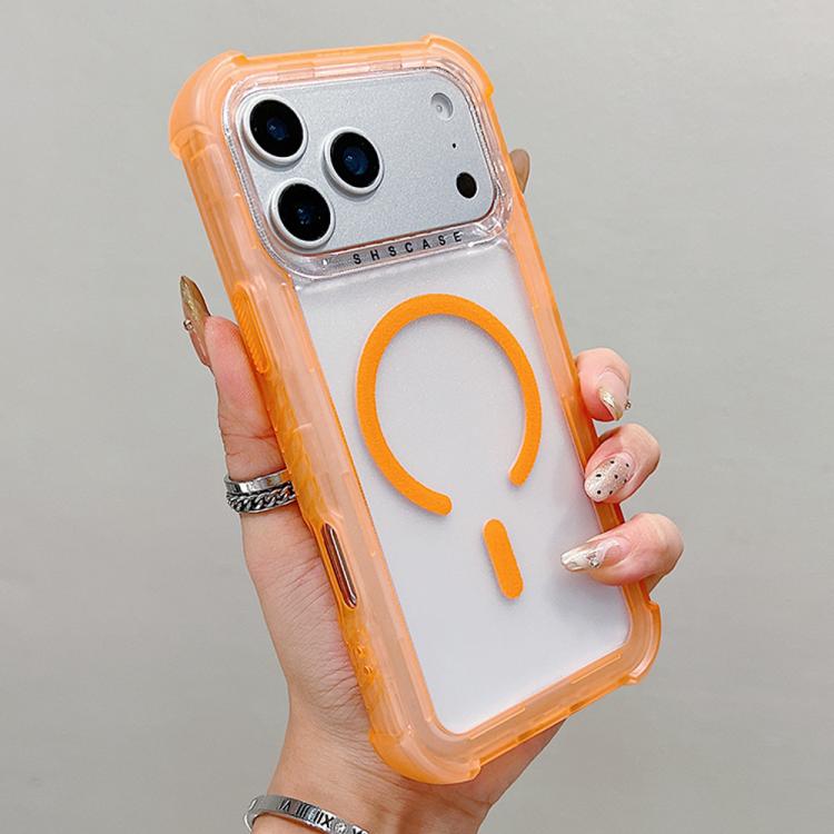 For iPhone 17 Pro Transparent Matte TPU Hybrid PC 3-in-1 MagSafe Phone Case(Orange)