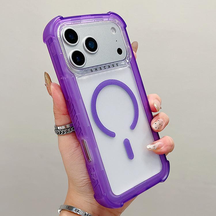 For iPhone 17 Pro Transparent Matte TPU Hybrid PC 3-in-1 MagSafe Phone Case(Purple)