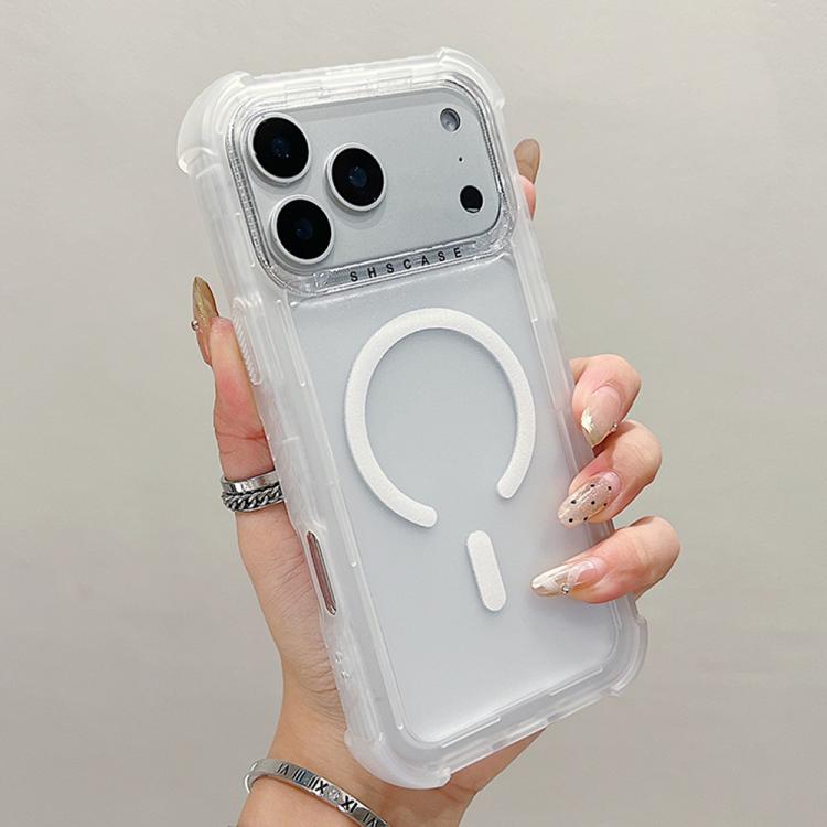 For iPhone 17 Pro Transparent Matte TPU Hybrid PC 3-in-1 MagSafe Phone Case(White)
