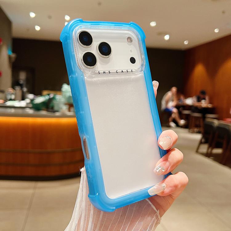 For iPhone 17 Pro Transparent Matte TPU Hybrid PC 3-in-1 Phone Case(Blue)