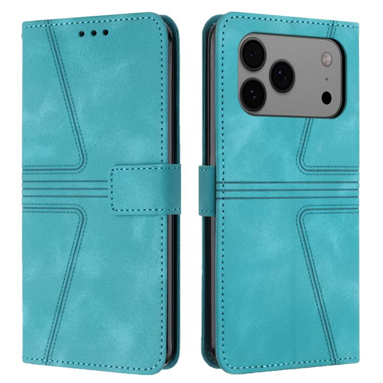 For iPhone 17 Pro Triangle Solid Color Leather Phone Case(Green)