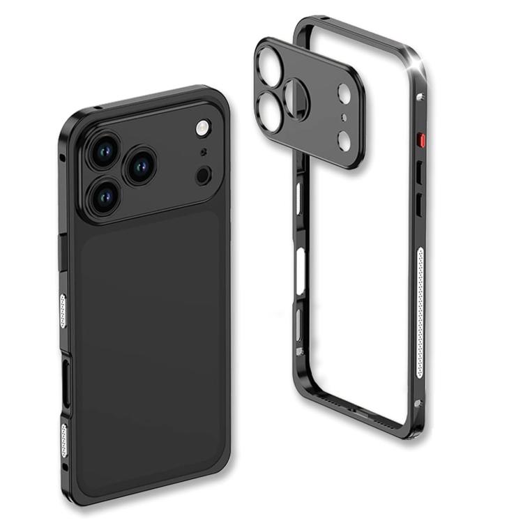 For iPhone 17 Pro Ultra-Thin Alloy Metal Frame Shockproof Phone Case with  Lens Frame(Black)