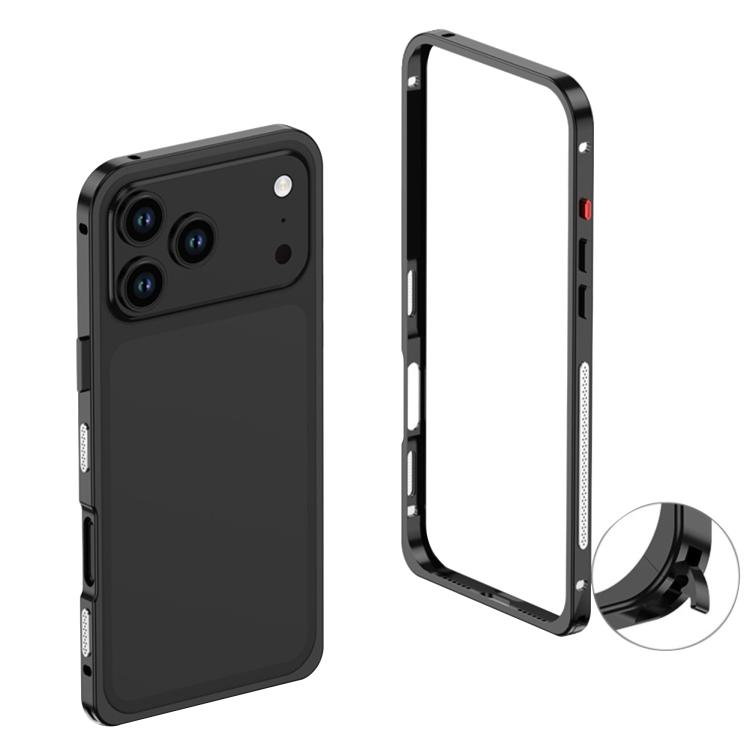 For iPhone 17 Pro Ultra-Thin Alloy Metal Frame Shockproof Phone Case(Black)