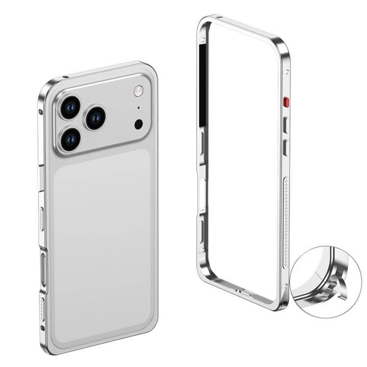 For iPhone 17 Pro Ultra-Thin Alloy Metal Frame Shockproof Phone Case(Silver)
