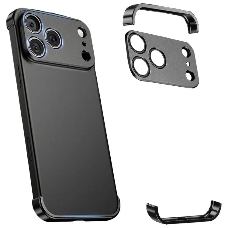 For iPhone 17 Pro Ultra-thin Frameless Titanium Alloy Four Corner Shockproof Phone Case(Black)