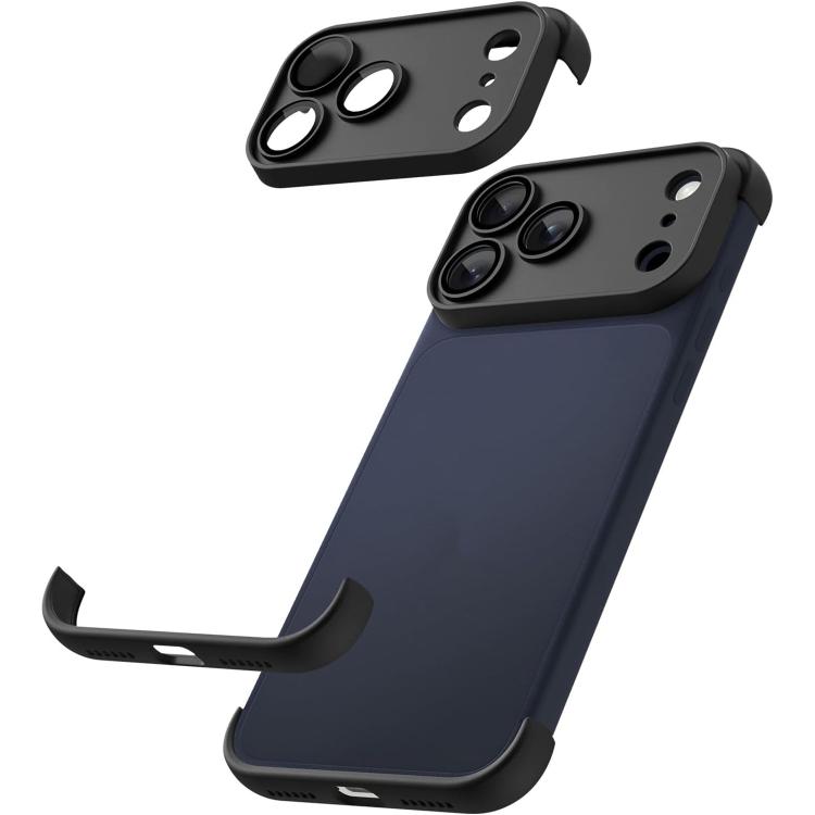 For iPhone 17 Pro Ultra-thin Frameless TPU Four Corner Airbags Shockproof Phone Case with Lens Film(Black)