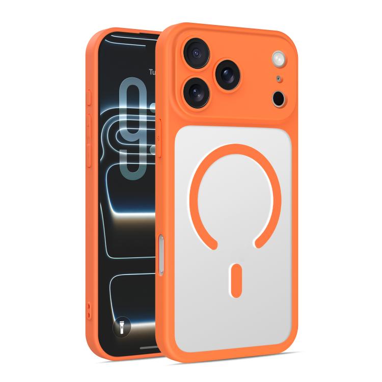 For iPhone 17 Pro Ultra-thin Frosted Magnetic TPU Hybrid PC Phone Case(Orange)