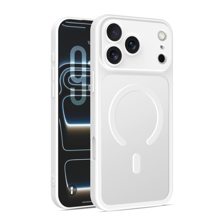 For iPhone 17 Pro Ultra-thin Frosted Magnetic TPU Hybrid PC Phone Case(White)
