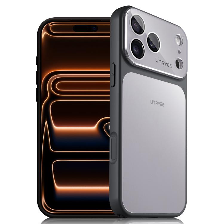 For iPhone 17 Pro UTRYEE Colorful Silver Magnetic Phone Case(Black)