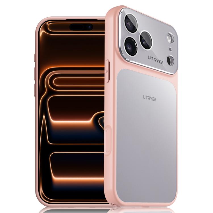 For iPhone 17 Pro UTRYEE Colorful Silver Magnetic Phone Case(Pink)