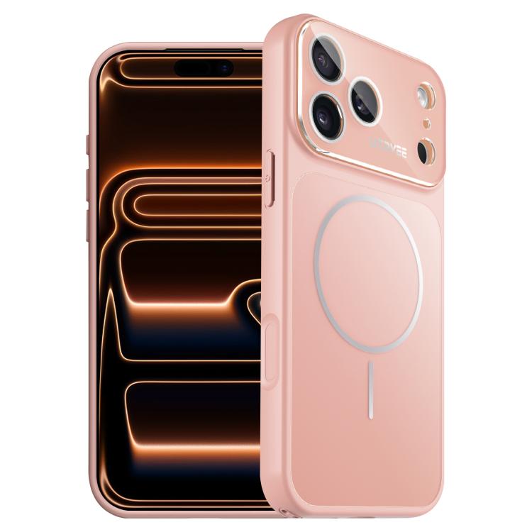 For iPhone 17 Pro UTRYEE Leather Veneer Magnetic AG Phone Case(Pink)
