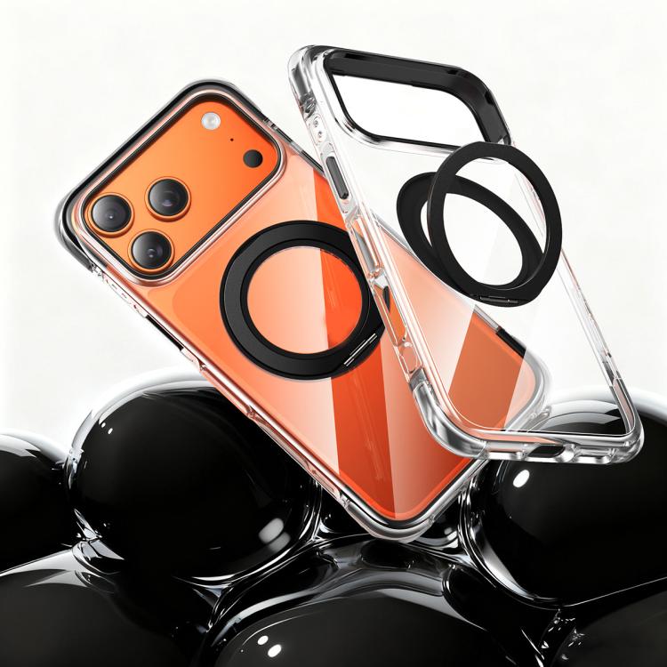 For iPhone 17 Pro Vacuum Airbag TPU + Acrylic 360 Rotating Bracket Magnetic Shockproof Phone Case(Black)