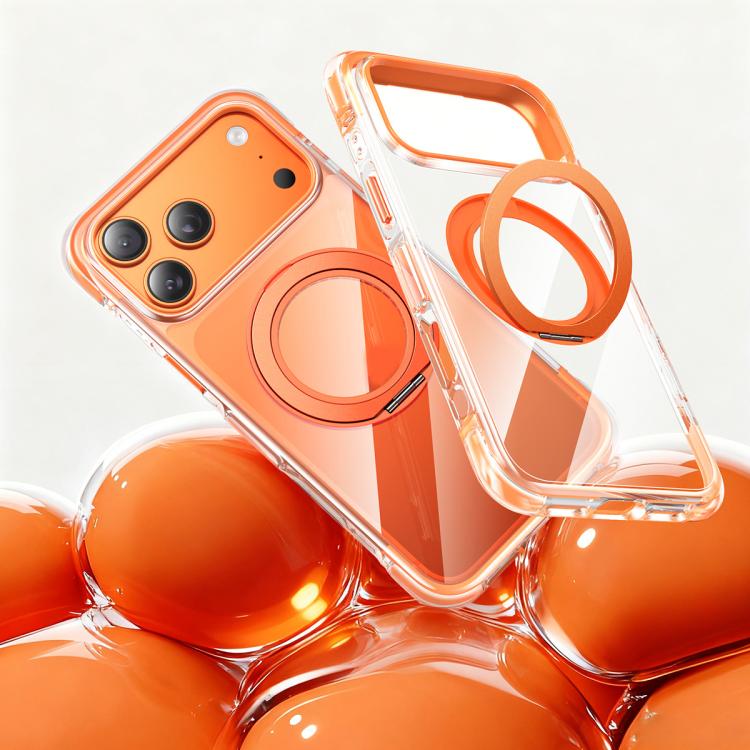 For iPhone 17 Pro Vacuum Airbag TPU + Acrylic 360 Rotating Bracket Magnetic Shockproof Phone Case(Orange)
