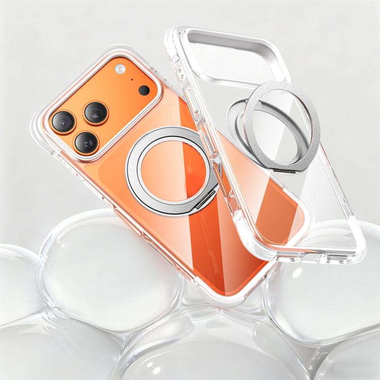 For iPhone 17 Pro Vacuum Airbag TPU + Acrylic 360 Rotating Bracket Magnetic Shockproof Phone Case(White)