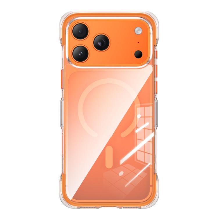 For iPhone 17 Pro Vacuum-Sealed Transparent Airbag Magnetic Acrylic Phone Case(Orange)
