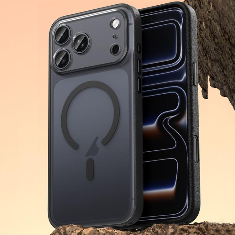 For iPhone 17 Pro Vegan Leather Magnetic Phone Case(Black)