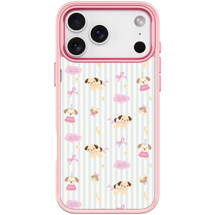 For iPhone 17 Pro Vertical Stripes Dog Pattern Magnetic Phone Case(Pink)