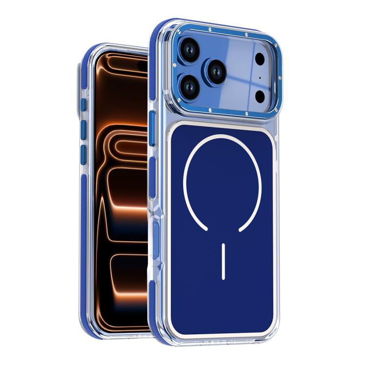 For iPhone 17 Pro Vibrant Dual-color TPU + Acrylic Magnetic Phone Case(Blue)