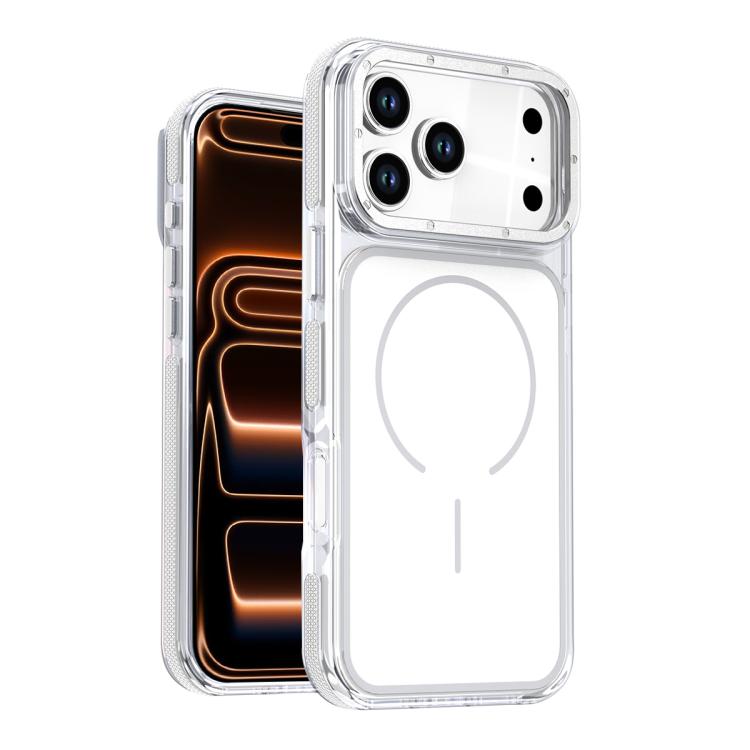For iPhone 17 Pro Vibrant Dual-color TPU + Acrylic Magnetic Phone Case(White)