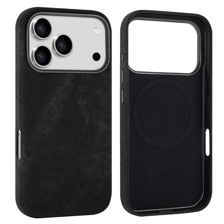 For iPhone 17 Pro VIETAO Retro Denim Texture PU Leather MagSafe Phone Case(Black)
