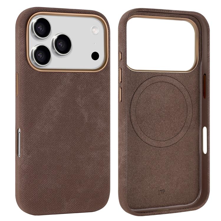 For iPhone 17 Pro VIETAO Retro Denim Texture PU Leather MagSafe Phone Case(Brown)