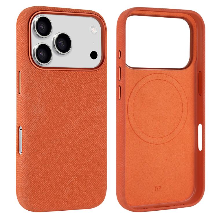 For iPhone 17 Pro VIETAO Retro Denim Texture PU Leather MagSafe Phone Case(Orange)